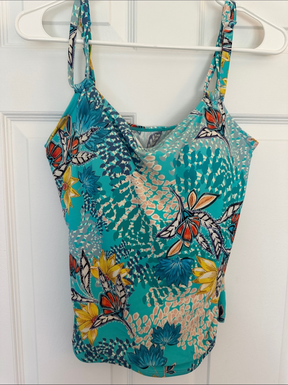 Teal Floral Print Tankini  Top